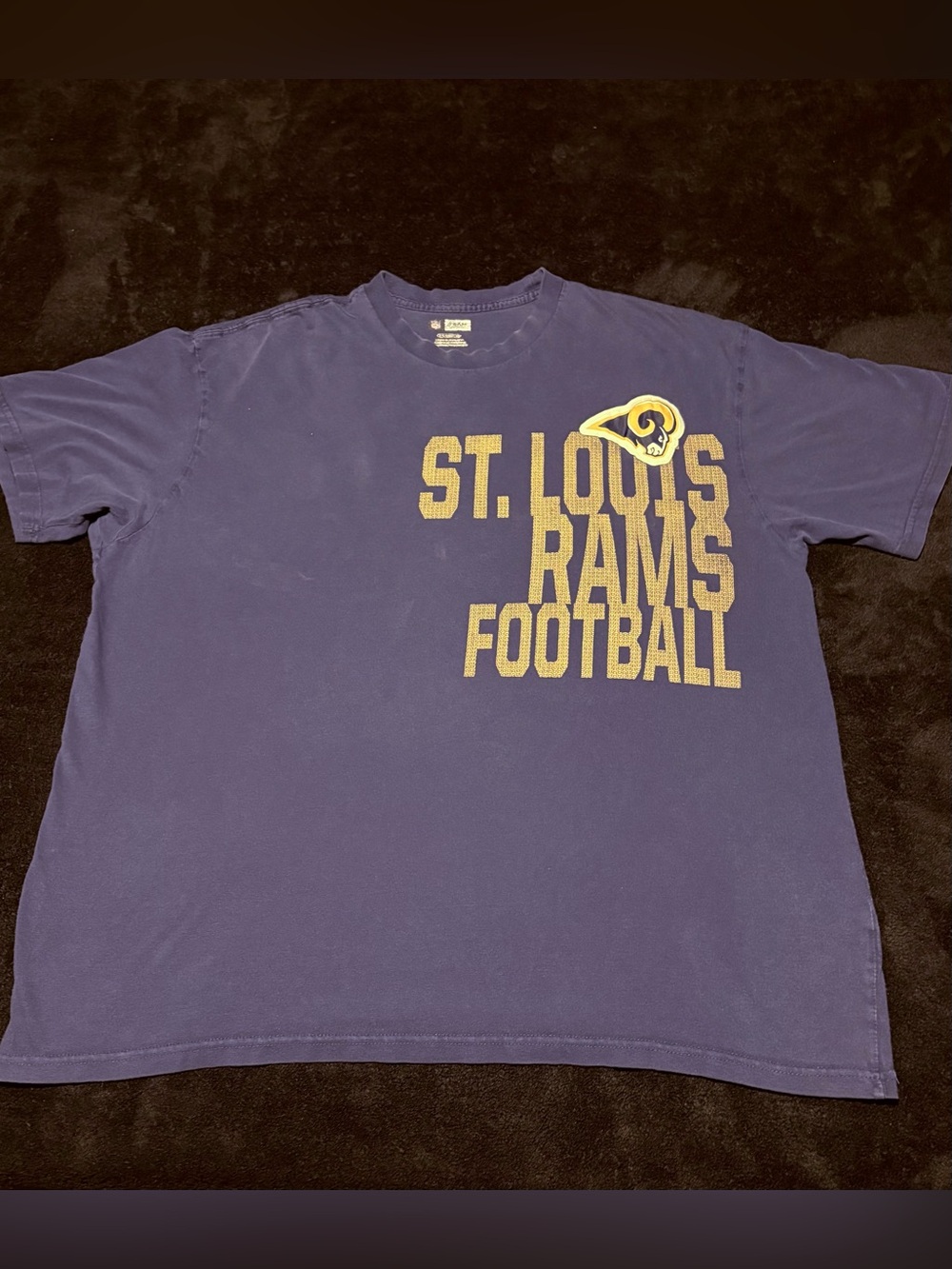 St Louis Rams x NFL Team Apparel vtg stitched chest logo millennium blue Tee 2XL